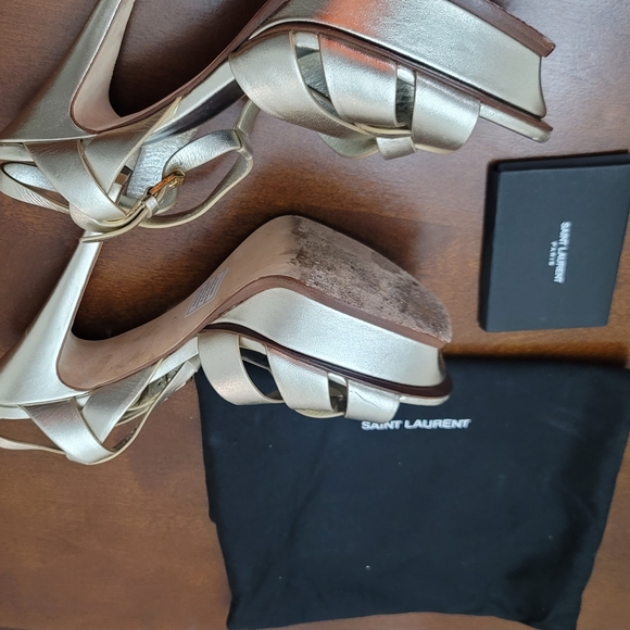 Saint Laurent Gold Stiletto Heels - Picture 3 of 3